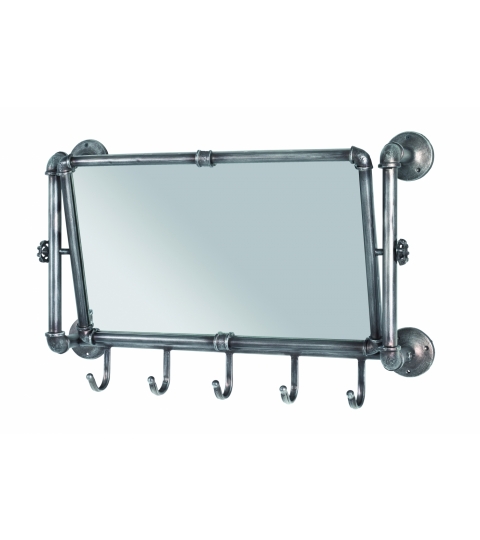 Nástěnné zrcadlo s háčky Aleca, 45 cm, antracitová