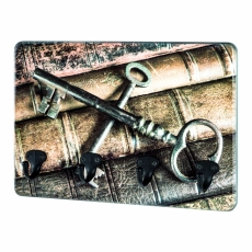 Nástěnný věšák Keys, 30 cm, hnědá - 2