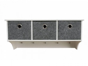 Nástěnný věšák s 3 plstěnými boxy Niel, 84 cm