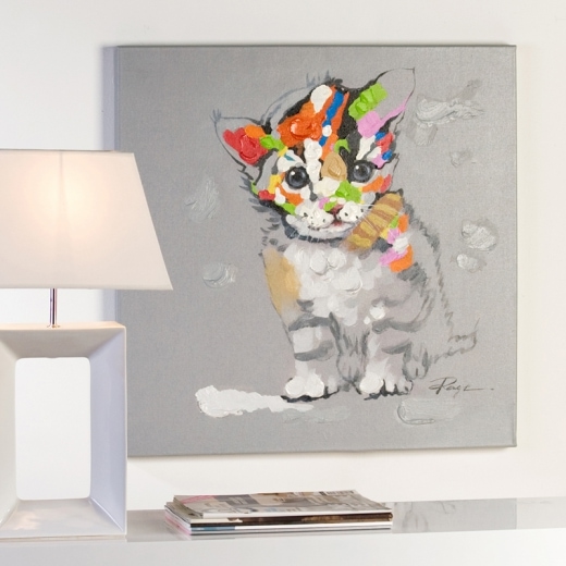 Obraz Barevné kotě, 70x70 cm, olej na plátně - 1