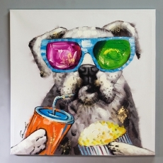 Obraz Cool dog, 80x80 cm, olej na plátně - 1
