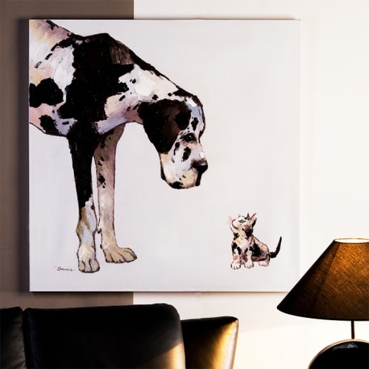 Obraz Dog&Cat, 100x100 cm, olej na plátne - 1