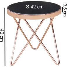 Odkládací stolek Lola, 42 cm, černá / měděná - 3