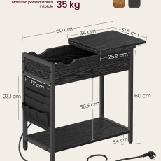 Odkladací stolík Bugger, 60 cm, čierna - 3