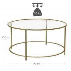 Odkladací stolík Einat, 84 cm, zlatá - 6