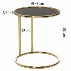 Odkladací stolík Fadi, 53 cm, zlatá/čierna - 4