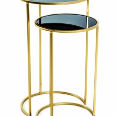 Odkladací stolík Fairy (SADA 2 ks), 60 cm, zlatá / čierna - 1