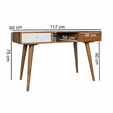 Písací stôl so zásuvkami Repa, 120 cm, masív Sheesham, biela - 3
