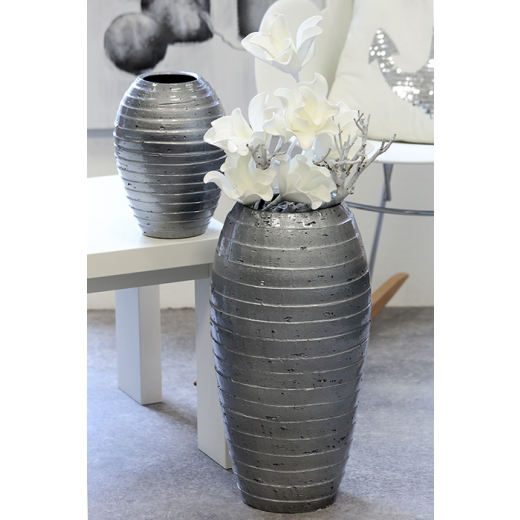 Podlahová váza keramická Salvador, 52 cm, stříbrná - 1
