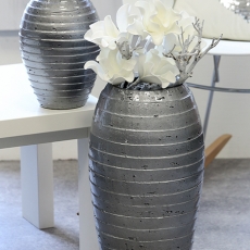 Podlahová váza keramická Salvador, 52 cm, strieborná - 1