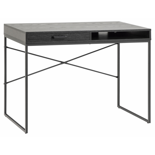 Pracovní stůl Seaford, 110 cm, MDF, černá - 1