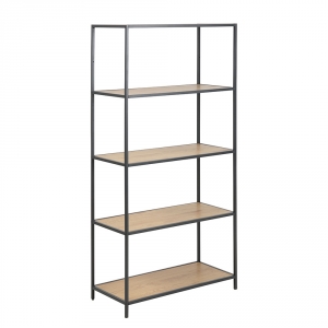 Regál / knihovna s 5 policemi Seashell, 150 cm, dub