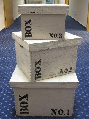 Sada 3 úložných krabic s víkem Wood No. 1,2,3, čtverce