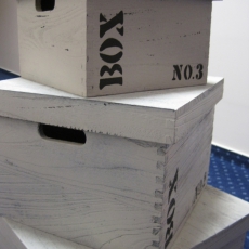 Sada 3 úložných krabic s víkem Wood No. 1,2,3, čtverce - 2