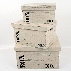Sada 3 úložných krabic s víkem Wood No. 1,2,3, čtverce - 3