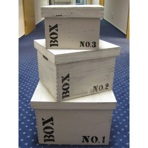 Sada 3 úložných krabic s víkem Wood No. 1,2,3, obdélníky - 1