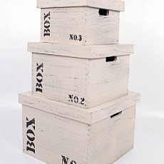 Sada 3 úložných krabic s víkem Wood No. 1,2,3, obdélníky - 4