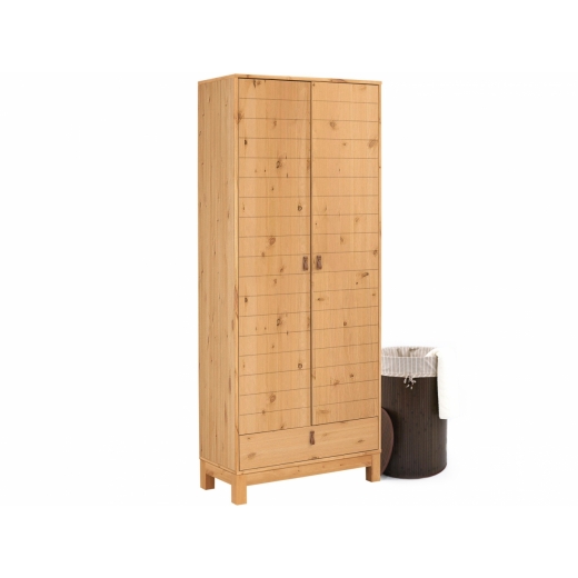 Šatní skříň Lous, 180 cm, přírodní dřevo - 1