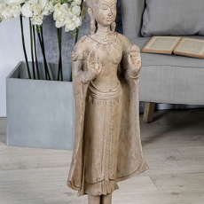 Soška Buddha v dřevěném designu, 92 cm, světle hnědá - 2