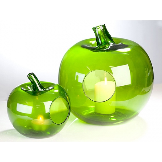 Stolný svietnik zo zeleného skla Apple, 36 cm - 1