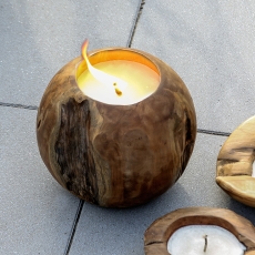 Svícen / svíčka kulatá teaková Holz, 28 cm - 2