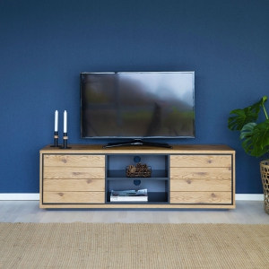 TV stolek s dveřmi a policí Dayton, 150 cm, divoký dub