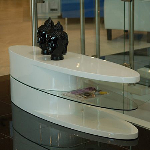 TV stolík oválny so sklenenou policou Pull - 1
