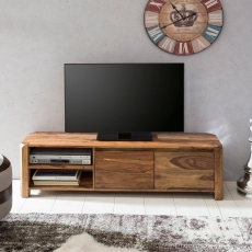 TV stolík so zásuvkou, dverami a policou Boha, 140 cm, masív Sheesham - 8