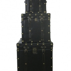 Úložné boxy Kožený kufr, sada 3 ks černá - 1