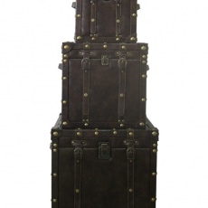 Úložné boxy Kožený kufr, sada 3 ks hnědá - 1