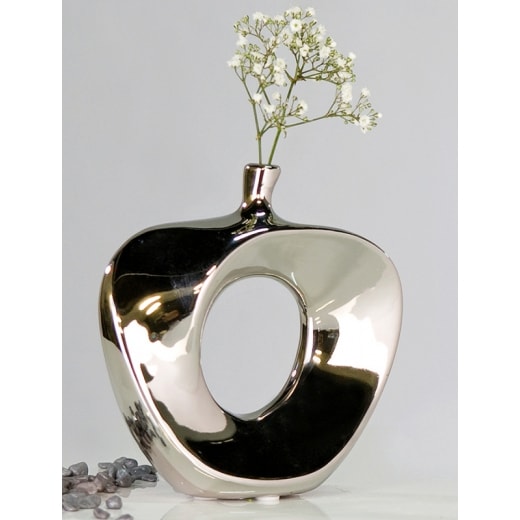 Váza keramická Apple, 13 cm, strieborná - 1