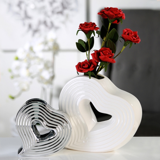 Váza porcelánová Heart, 27 cm, biela - 1