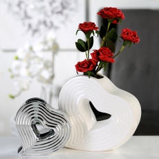 Váza porcelánová Heart, 27 cm, bílá - 1