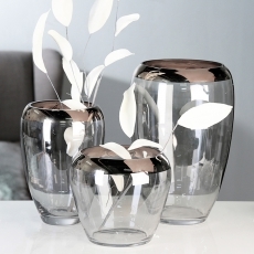 Váza skleněná se stříbrným pruhem Smooth, 21 cm - 1
