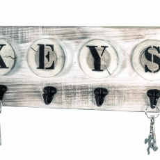 Vešiak na kľúče Gabe, 18 cm, krémová/biela - 2