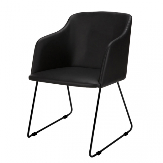 Židle s područkami Blanka (SET 2 ks), černá kůže - 1
