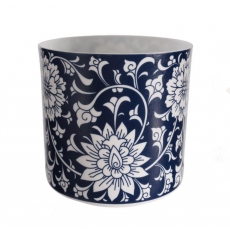 Čajový svícen porcelánový Dahlia, 9 cm, modrá/bílá