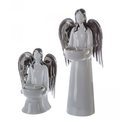 Čajový svícen sedící Anděl, 15 cm - 1