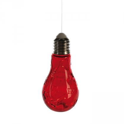 Dekorativní lampa Žárovka s hvězdičkami, 18 cm, červená - 1