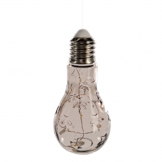 Dekorativní lampa Žárovka s hvězdičkami, 18 cm, šedá