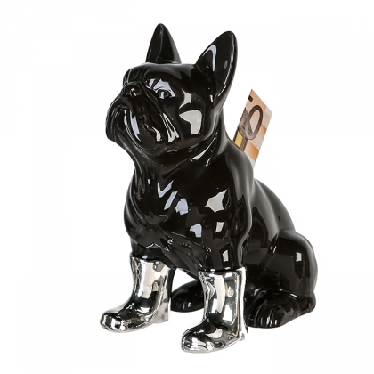 Kasička porcelánová Funny Bulldog, 19 cm, černá - 1