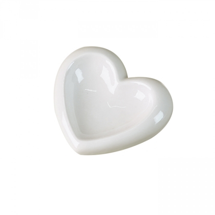Keramická miska na šperky Srdce, 11,5 cm, bílá - 1