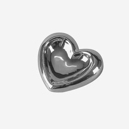 Keramická miska na šperky Srdce, 11,5 cm, stříbrná - 1