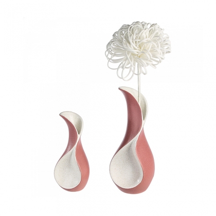 Keramická váza Swing, 30 cm, krémová/růžová - 1