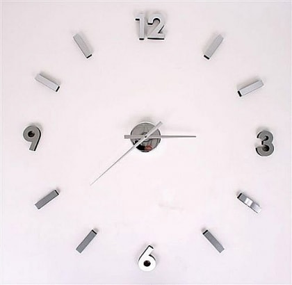 Nástěnné hodiny z nalepovacích číslic Maxi, nerez - 1