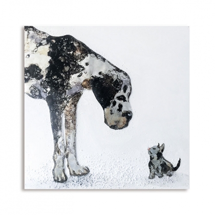 Obraz Cat & Dog 80x80 cm, olej na plátně - 1