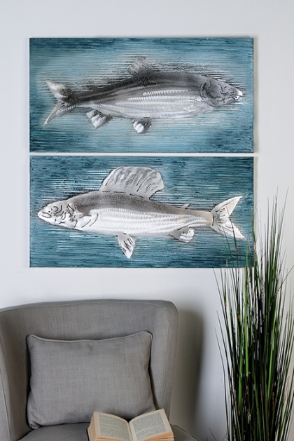 Obraz Fishes 80 cm, olej na plátně, sada 2 ks - 1