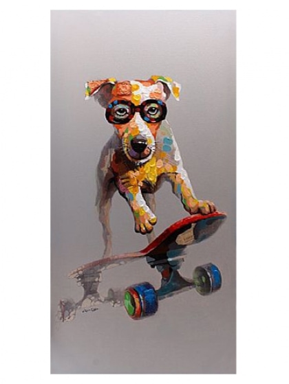 Obraz Pes na skateboardu, 60x120 cm, olej na plátně - 1