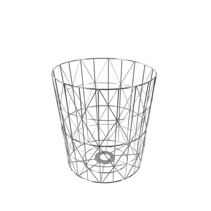 Odpadkový koš kovový Basket, 38 cm, stříbrná - 1