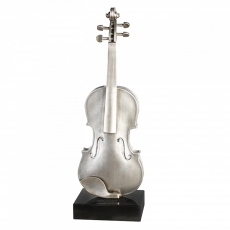 Plastika Violine na mramorovém podstavci, 65 cm, stříbrná/champa